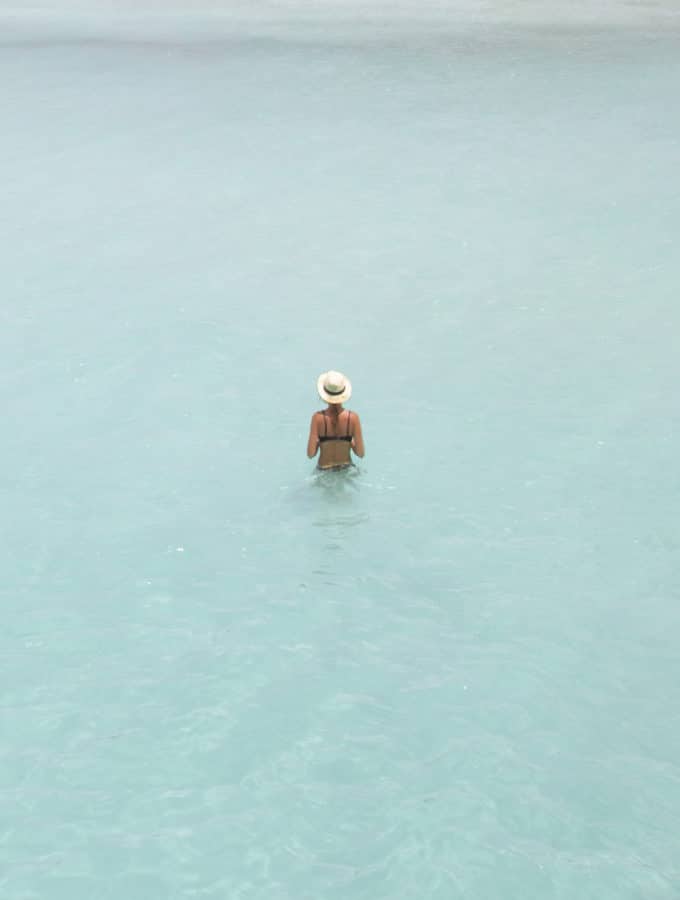 woman resting in the ocean