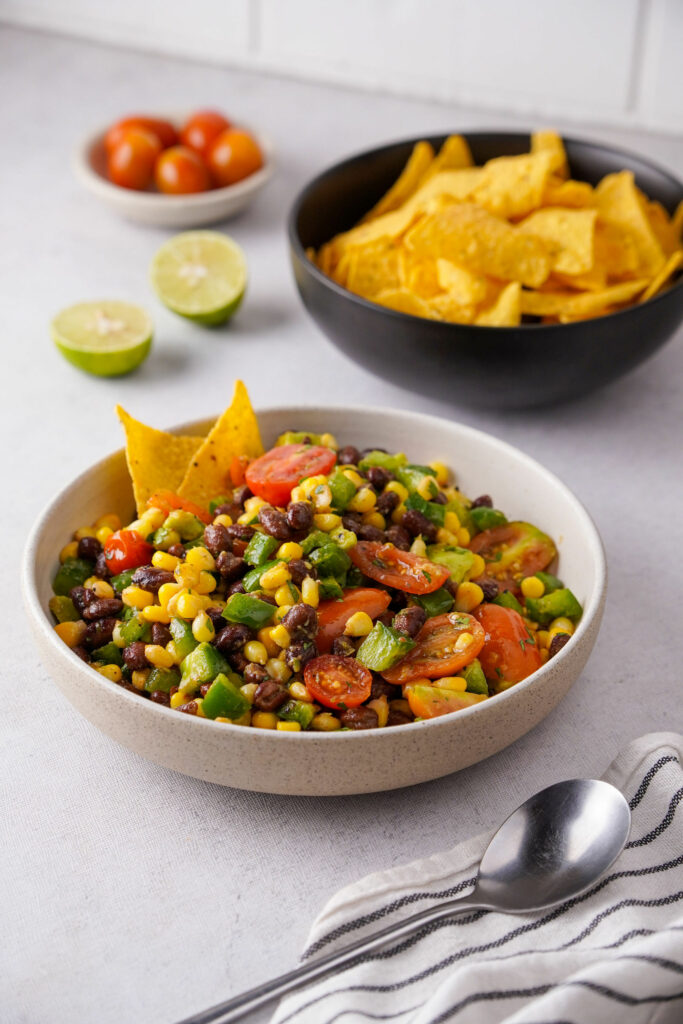 Black Bean Avocado Salad with chips