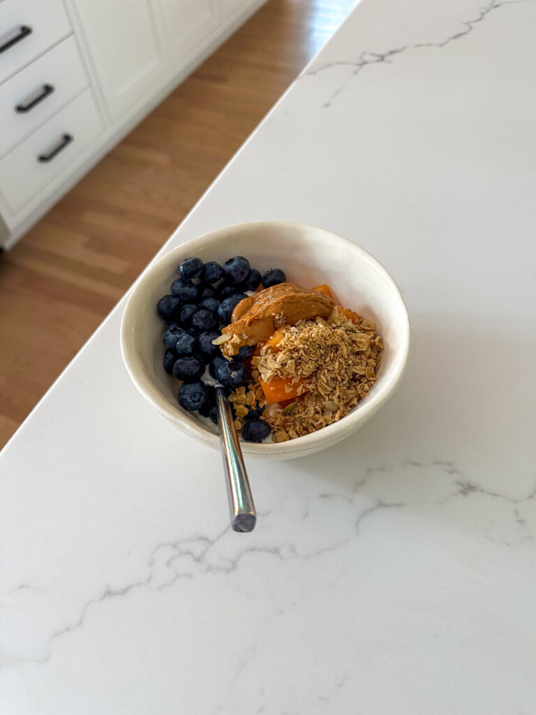 Peach Yogurt bowl blueberries