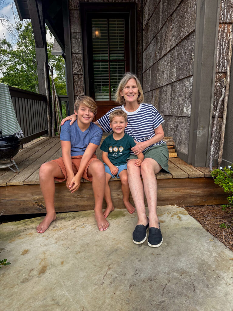 Kath Eats Blogger Kath Younger shares their Bear Lake Reserve vacation: in photo: two kids and a woman